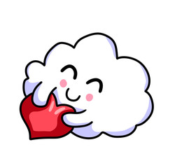 Happy Stylized Cloud Hugging a Heart