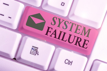 Conceptual hand writing showing System Failure. Concept meaning Occur because of a hardware failure...