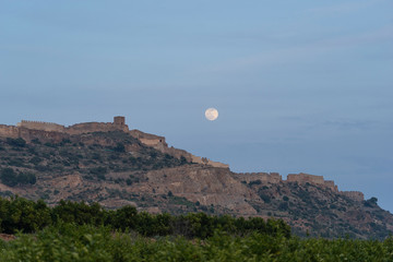 Full moon on the Sagunto Castle
