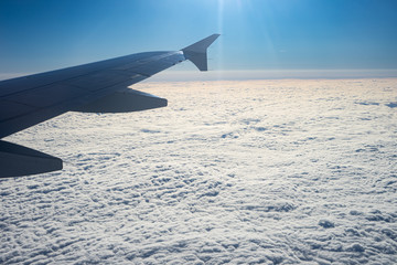 flight above the sky wing view