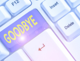 Handwriting text Goodbye. Conceptual photo used to express good wishes when parting or end of a...