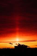 sunset over city, nice sunset sky