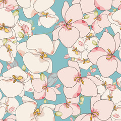 Pink Flowers Tropical Vector Seamless Pattern. 