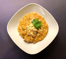 Rice meat with chicken and herbs. 