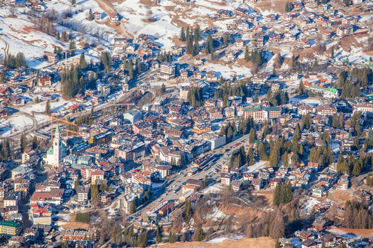 Cortina d'Ampezzo winter town view © destillat