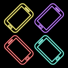 Smartphone colours glowing neon ui ux icon. Glowing sign logo vector