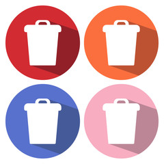 Waste container icon. Flat design style modern vector illustration. Isolated on stylish color background. Flat long shadow icon. Elements in flat design.