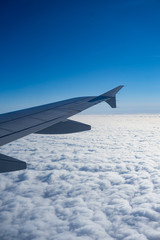 flight above the sky wing view