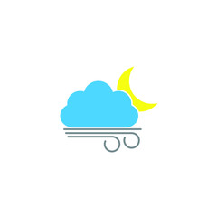 weather icon  - black vector symbol cloud wind sign