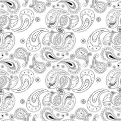 Fototapeta premium Monochrome Buta Elegant Vector Seamless Pattern. 