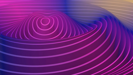 3D rendering oscillations and ripples of abstract waves in space. Bright abstract background
