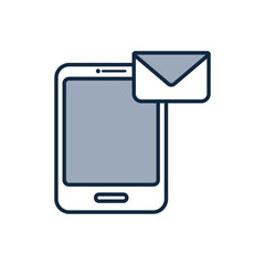 Isolated digital smartphone and envelope half line half color style icon vector design