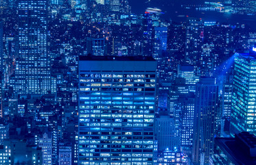 View of New York Manhattan during sunset hours