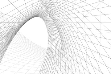 White geometric backdrop. Linear structure. 3d illustration