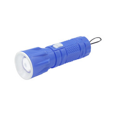 Blue flashlight isolated on white background