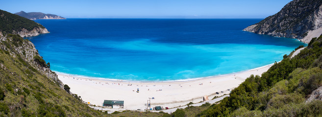 Obraz premium Panorama image from Myrtos beach in Kefalonia, Ionian Islands, Greece