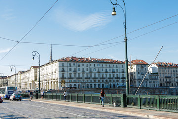 Chiesa della Gran Madre and Piazza Vittorio Veneto, historical architectures and landscape in Turin, Piedmont Italy