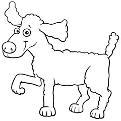 cartoon poodle dog character coloring book page