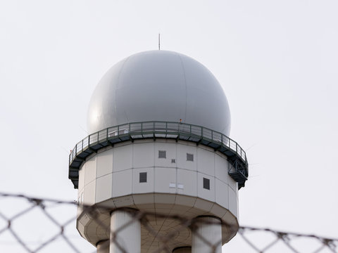 RRP 117 Radar Tower Behind A Fence In Public City Park Tempelhofer Feld, Former Tempelhof Airport In Berlin, Germany, Selected Focus