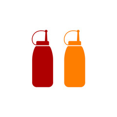 Ketchup and mustard squeeze bottle icon design. Vector illustration