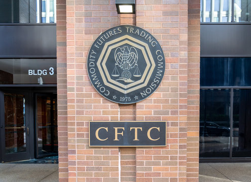 Washington, D.C., USA- January13, 2020: Sign of The U.S. Commodity Futures Trading Commission (CFTC) at its headquarters in Washington, an agency of the US government. 