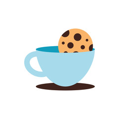 Isolated coffee cup and cookie flat style icon vector design