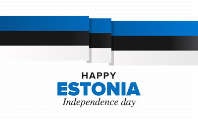 Independence Day in Estonia. National happy holiday, celebrated annual in February 24. Estonian flag. Patriotic elements. Poster, card, banner and background. Vector illustration