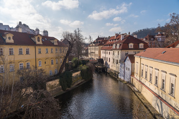 View of Prague's canal and buildings