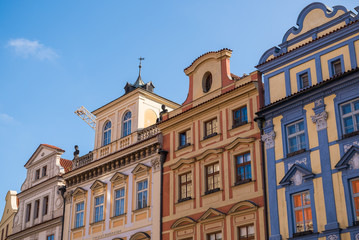 Fototapeta na wymiar Prague's old town city square coloured buildings