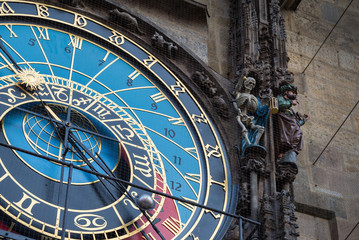 Close up view of Astronomical clock in Prague