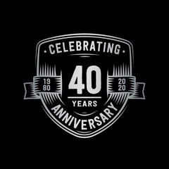 40 years anniversary celebration shield design template. Vector and illustration.