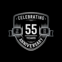 55 years anniversary celebration shield design template. Vector and illustration.