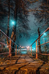 old bridge at night