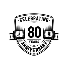 80 years anniversary celebration shield design template. Vector and illustration.