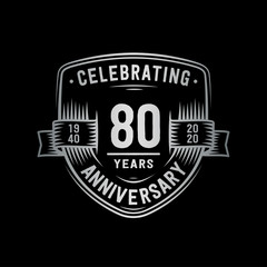 80 years anniversary celebration shield design template. Vector and illustration.