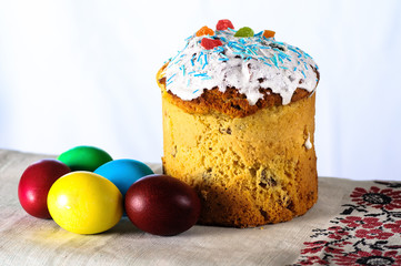 Easter cake and eggs
