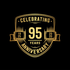 95 years anniversary celebration shield design template. Vector and illustration.