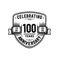 100 years anniversary celebration shield design template. Vector and illustration.