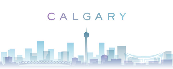 Calgary Transparent Layers Gradient Landmarks Skyline - obrazy, fototapety, plakaty