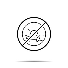 No beach, sun, circle icon. Simple thin line, outline vector of summer ban, prohibition, forbiddance icons for ui and ux, website or mobile application