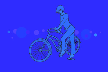 Obraz premium Una chica a punto de montar en bicicleta