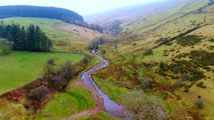 Brecon Beacons National Park in Wales - aerial view -aerial photography