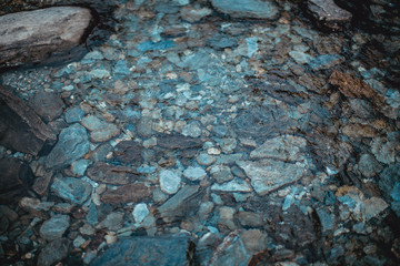 Beach pebbles under clear water