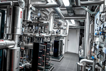 Thermal power plant piping at modern factory