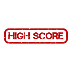 HIGH SCORE red stamp text on white