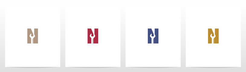 Wrench On Letter Logo Design N
