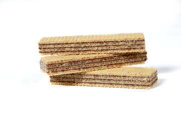 delicious chocolate stuffed wafer waffer isolated on white background