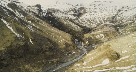 Beautiful mountain view in the snow in winter in Iceland