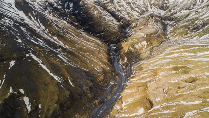 Beautiful mountain view in the snow in winter in Iceland