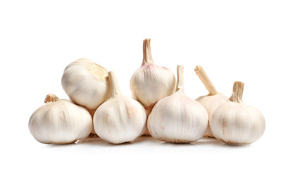 Fresh garlic on white background